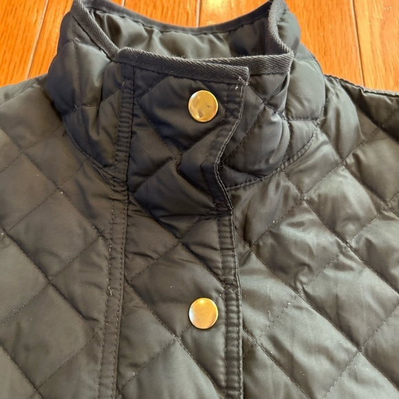 JCrew Quilted Puffer Jacket Full Zipper Snap Gold Button Front Womens XS Black - Picture 5 of 9